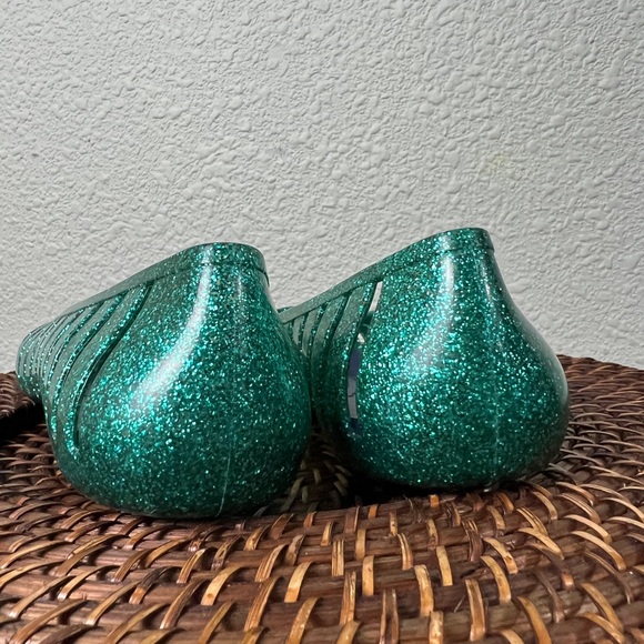 Crocs Adrina II Girl's Green Glitter Flat Shoes Jelly Ballet Size  3 - Picture 7 of 9